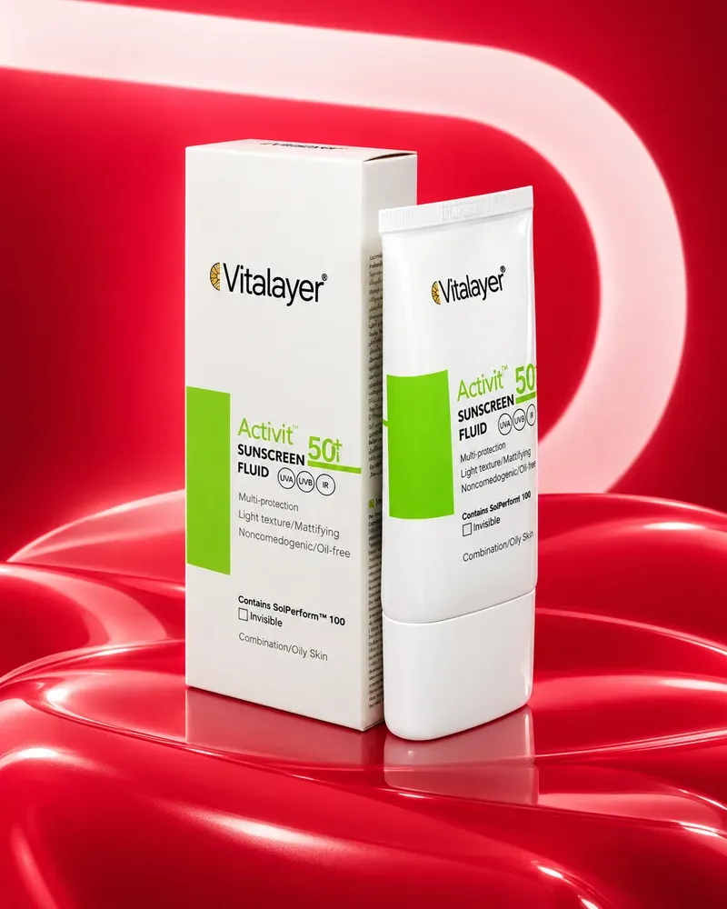 فلوئید ضد آفتاب اکتی ویت ویتالیر SPF50 مناسب پوست چرب و مختلط ۵۰ میلیلیتر