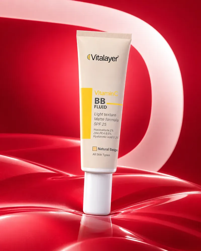 بی‌بی فلوئید ویتامین C ویتالیر SPF25 حجم ۳۰ میلی‌لیتر naturul beige