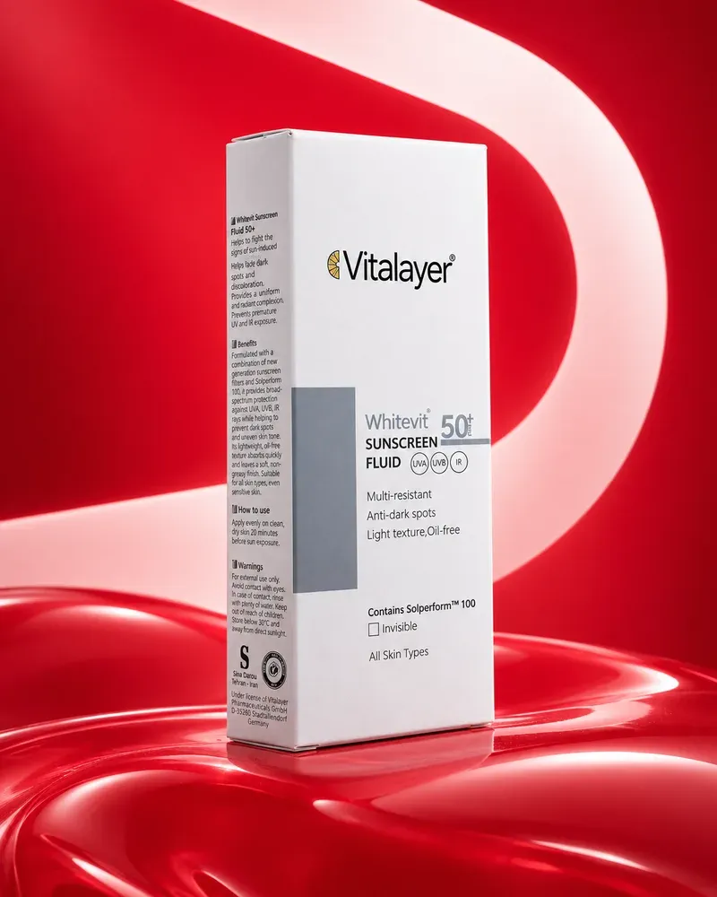 فلوئید ضدآفتاب ضد لک ویتالیر وایت ویت Whitevit SPF50+ مناسب پوست مستعد لک ۵۰ میلیلیتر بیرنگ