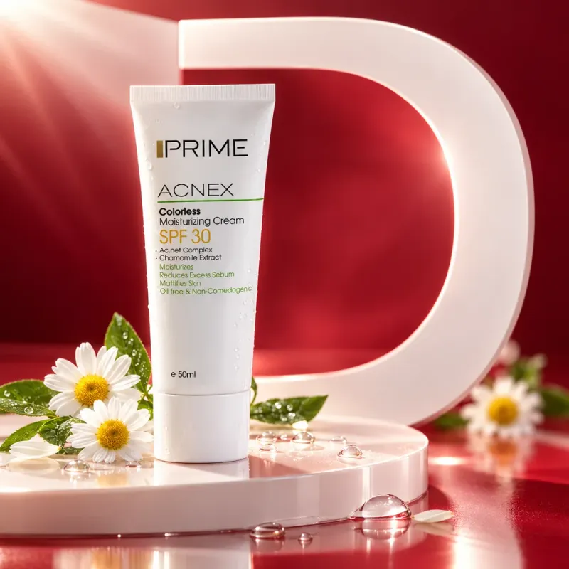 کرم مرطوب‌کننده فاقد رنگ SPF30 آکنکس پریم ۵۰ میلی‌لیتر